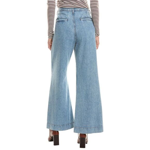 Askk Ny Womens  Pintuck Linen-Blend Loma Wide Leg Jean, Blue - Picture 2 of 3